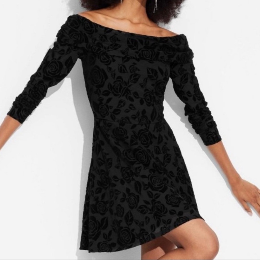 Wild Fable Black Floral Off-Shoulder Dress